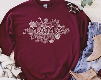 Mama Floral Women's Sweatshirt - Mother's Day Gift - Motherhood Apparel - Gift for Mom - Baby Shower Gift - Pregnancy Gift - New Mom Gifts