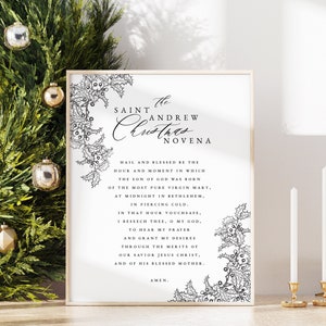 St. Andrew Christmas Novena Printable Wall Art - Traditional Catholic Advent - Catholic Christmas Prayer - Saint Andrew Digital Download
