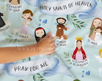 Holy Saints of Heaven Catholic Throw Blanket - Catholic Children's Gift - Catholic Baptism Gift - Catholic Baby Shower - Patron Saint Gift