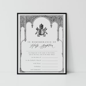 Certificado imprimible de bautismo - Certificado de sacramento católico - Niños o niñas - Regalo de bautismo - Católico tradicional - Dos descargas digitales