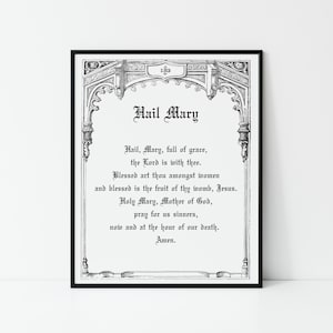Hail Mary Catholic Printable Prayer - Catholic Rosary Prayers - Traditional Catholic Wall Art - Catholic Home Decor - Two Digital Downloads