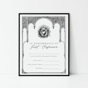 First Confession Printable Certificate - Catholic Penance Sacrament Certificate - Traditional Catholic Boys or Girls - Two Digital Downloads