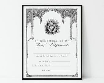 First Confession Printable Certificate - Catholic Penance Sacrament Certificate - Traditional Catholic Boys or Girls - Two Digital Downloads