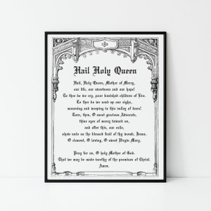 Hail Holy Queen Catholic Printable Prayer - Catholic Rosary Prayers - Traditional Catholic Art - Catholic Home Decor - Two Digital Downloads