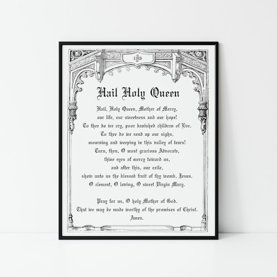 Hail Holy Queen Catholic Printable Prayer Catholic Rosary Etsy UK Hail Holy Queen Catholic Printable Prayer Catholic Rosary Etsy UK