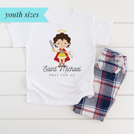 Saint Michael Pray for Us Youth/big Kids Short Sleeve Tee - Etsy