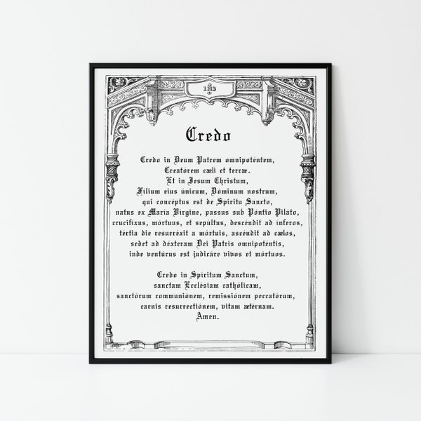 Credo Traditional Catholic Printable Prayer - Latin Mass Catholic - Apostle's Creed - Traditional Catholic Wall Art - Two Digital Downloads