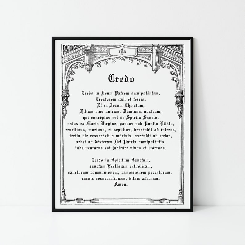 Credo Traditional Catholic Printable Prayer Latin Mass Catholic Apostle's Creed Traditional Catholic Wall Art Two Digital Downloads image 1