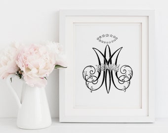 Auspice Maria Printable Wall Art - Traditional Catholic Marian