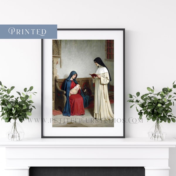 PRINTED Sacred Art "Maternity" by Edmund Blair Leighton - Size 8x10" to 18x24" Wall Art Print - Motherhood Nun Restored Catholic Sacred Art
