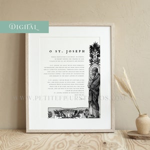 O St. Joseph Prayer Printable Wall Art - Traditional Catholic - Pieta Book Ancient Prayer to Saint Joseph 1900 Years Old - Digital Download