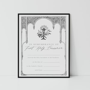 First Holy Communion Printable Certificate - Catholic Sacrament Certificate - Boys or Girls - Traditional Catholic - Two Digital Downloads