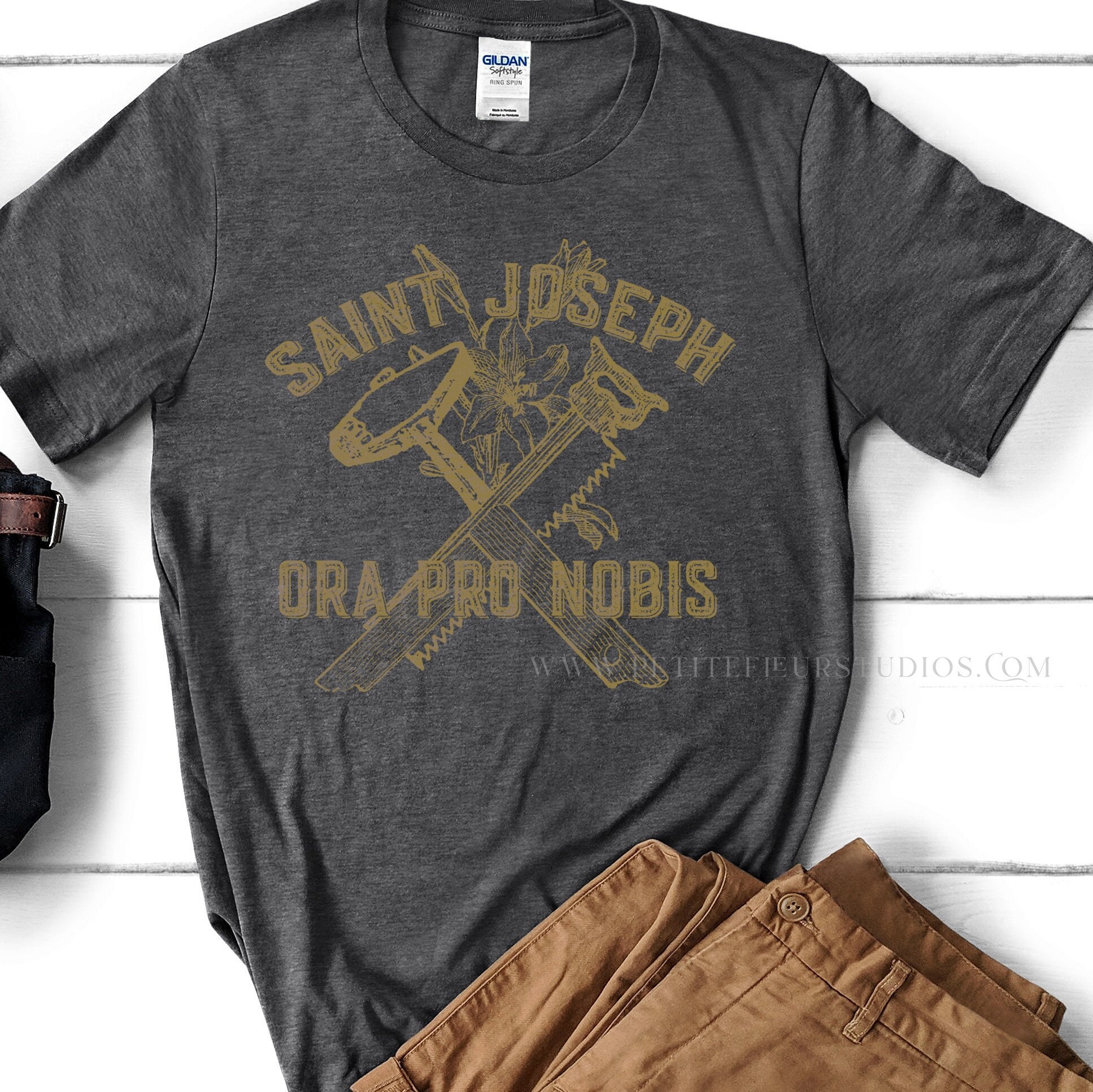 St. Joseph Catholic Men's T-Shirt - Saint Joseph The Worker Tee - Traditional Catholic Shirt - Catholic Father's Day - Catholic Men Apparel