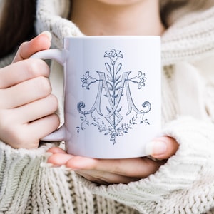 Floral Auspice Maria Catholic Mug - Virgin Mary Gift - Hail Mary - Marian Catholic Women's Gift - Catholic Mug - Catholic Mother's Day Gift