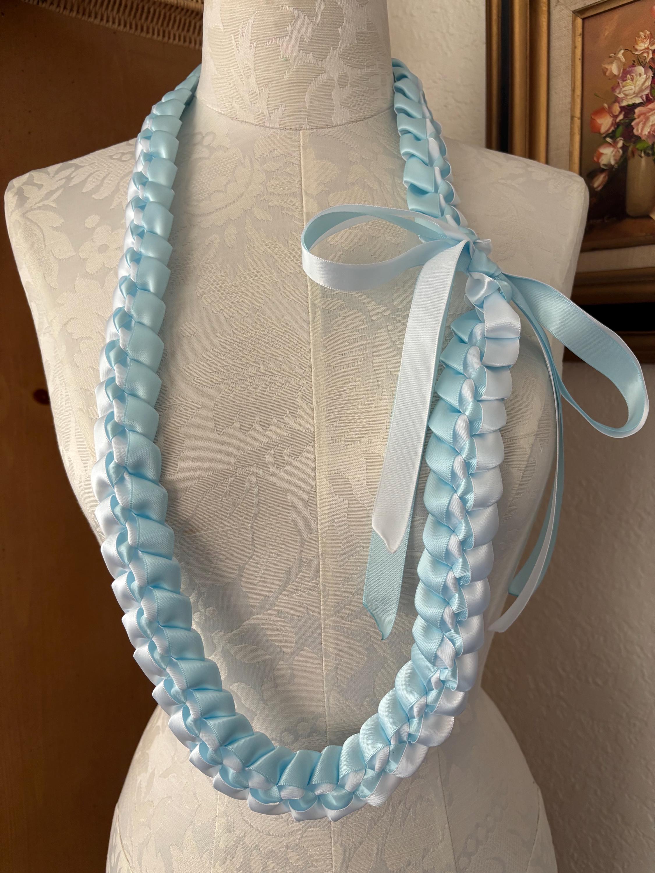 Graduation Ribbon Lei- White & Baby Blue - Etsy