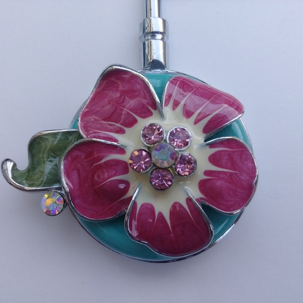 Rhinestone Flower Purse Hanger Vintage