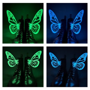 Custom 3D Butterfly Wings For Shoes Boots Roller Skates Glow in the Dark Costume Accessory Dress Up - Lace Up Adults Kids Footwear -