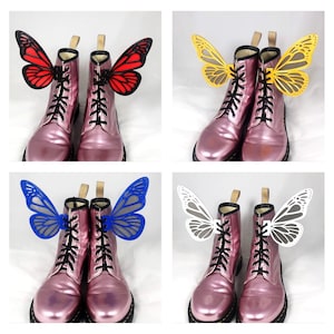 Custom 3D Butterfly Wings For Shoes Boots Roller Skates Costume Accessory Dress Up Easy Lace Up for Adults Kids Footwear Glitter White