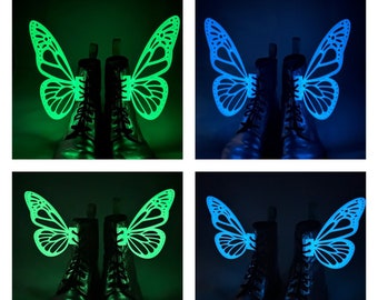 Custom 3D Butterfly Wings For Shoes Boots Roller Skates Glow in the Dark Costume Accessory Dress Up - Lace Up Adults Kids Footwear -