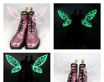 3D Fairy Wings For Shoes Boots Skates Halloween Costume Accessory Dress Up Easy Lace Up for Adults Kids Footwear Tinkerbell Disney Inspired