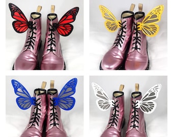 Custom 3D Butterfly Wings For Shoes Boots Roller Skates Costume Accessory Dress Up Easy Lace Up for Adults Kids Footwear Glitter White
