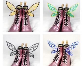 3D Fairy Wings For Shoes Boots Roller Skates Costume Accessory Dress Up Easy Lace Up Adults Kids Footwear Custom Tinkerbell Disney Inspired