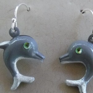 Hand-painted Dolphin Earrings with Swarovski Crystals image 3