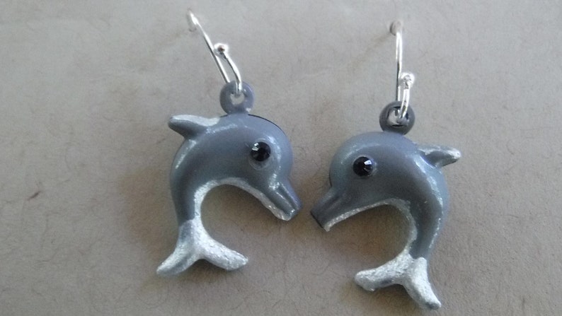 Hand-painted Dolphin Earrings with Swarovski Crystals image 2