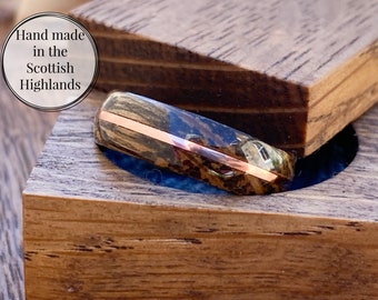 Dalmore Whisky Barrel Oak Ring with Copper Inlay - Wooden Wedding Band