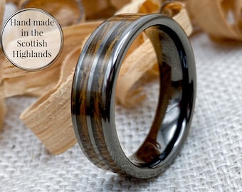 Lagavulin, Buffalo Trace & more, Titanium Carbide 8mm Double oak, Your choice of distillery, Whisky barrel ring, Wooden Wedding Ring