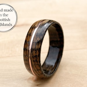 Macallan 1990, 1996, 1997 Whisky Barrel Ring with Copper Accent, Whisky Barrel Ring, Wooden Wedding Band, Wooden Engagement Ring