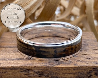 Lagavulin, Buffalo Trace & more, Sterling Silver 6mm, Your choice of distillery, Silver Wedding Band - Whisky barrel ring