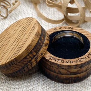 Lagavulin, Buffalo Trace & more, Titanium Carbide 8mm Black, Your choice of distillery, Whisky barrel ring, Wooden Wedding Ring image 5