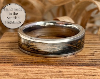 Lagavulin, Buffalo Trace & more, Titanium 6mm, Your choice of distillery oak, Titanium Wedding Band, Whisky barrel ring