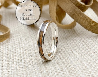 Lagavulin, Buffalo Trace & more, Sterling Silver 4mm, Your choice of distillery, Silver Wedding Band - Whisky barrel ring