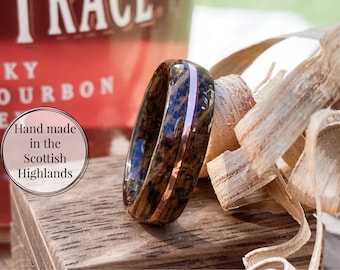 Buffalo Trace 2005 Whiskey Barrel Ring with Copper Accent, Bourbon Barrel Ring Copper Highlight, Wooden Wedding Band, Wood Engagement Ring