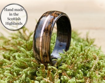 Bruichladdich Whisky Barrel Ring: Copper Inlay Wooden Wedding Band