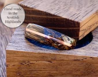 Glenfarclas Whisky Barrel Oak Ring: Copper Inlay Wooden Wedding Band
