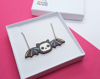 Spooky Skeleton Bat Necklace - Add a Touch of Halloween to Your Outfit, Prickle People