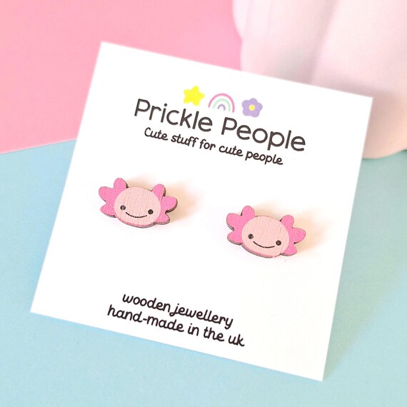Cute Pink Axolotl Studs Cute Pink Axolotl Studs