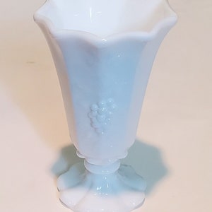 Vintage White Milk Glass Footed Dessert Cup Dish, Grapes Pattern