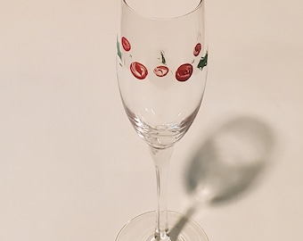 Holly & Jolly Happy & Merry Set of 2 Stemless Christmas Holiday Champagne Flutes 