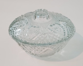 Vintage Clear Glass Candy Dish with Lid
