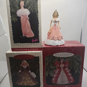 Vintage Barbie Hallmark Keepsake Collector Ornaments - Enchanted Evening, Springtime, Holiday - 1990s