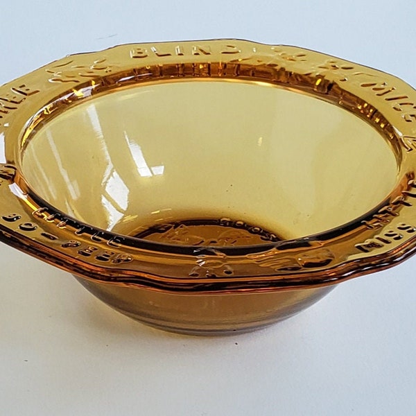 Vintage Nursery Rhyme Amber Glass Bowl
