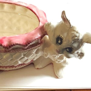 Vintage Ceramic Floral Bunny Rabbit Planter Figurine
