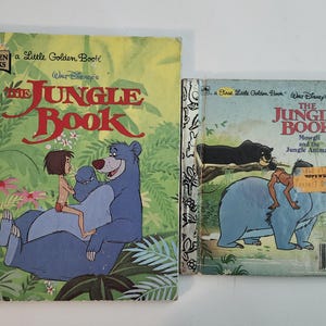 Vintage kleine goldene Bücher - Walt Disney - Das Dschungelbuch, Mowgli und die Dschungeltiere - 2 Stück