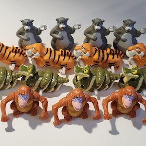 Vintage Disney Jungle Book McDonald&#39;s Happy Meal Toys, Baloo the Bear, Shere Khan the Tiger, Kaa the Snake, King Louie of the Apes
