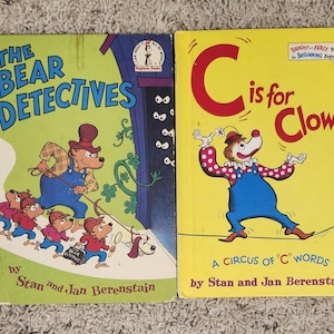 Vintage Berenstain Bears Books - The Bear Detectives, C is for Clown - Lot of 2