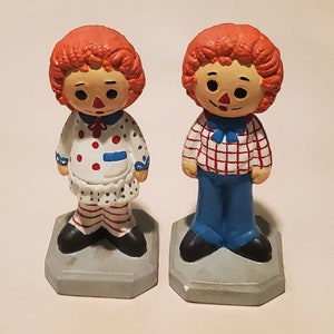 Vintage Ceramic Raggedy Ann & Andy Figurines, Set of 2